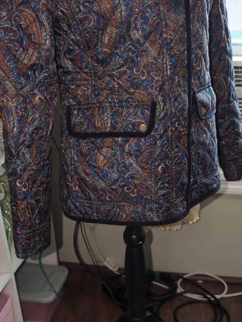 Talbots Paisley Quilted Jacket- Sz XS - Picture 4 of 14